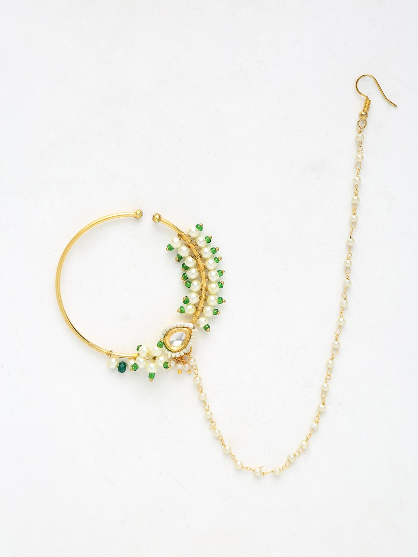 Maharani Kundan Nose Ring - Ruby Raang