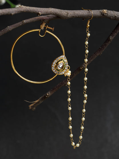 Maharani Kundan Nose Ring - Ruby Raang