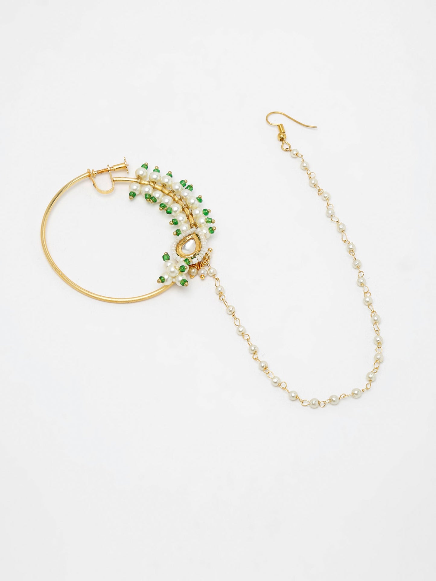 Maharani Kundan Nose Ring - Ruby Raang