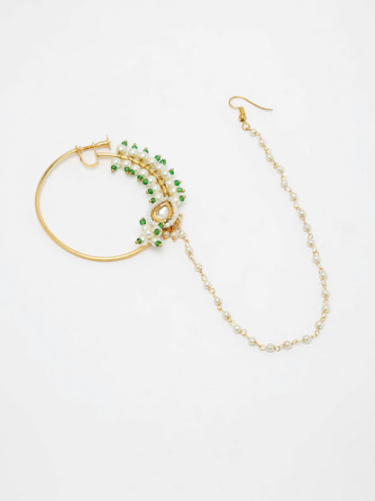 Maharani Kundan Nose Ring - Ruby Raang
