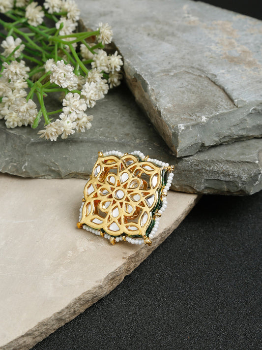 Kundan Cocktail Ring - Ruby Raang