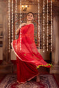 Very Much Indian Mastaani - Pure Mul Jamdhani Cotton Handloom Saree with Beautiful Diamond Weaves - Red
