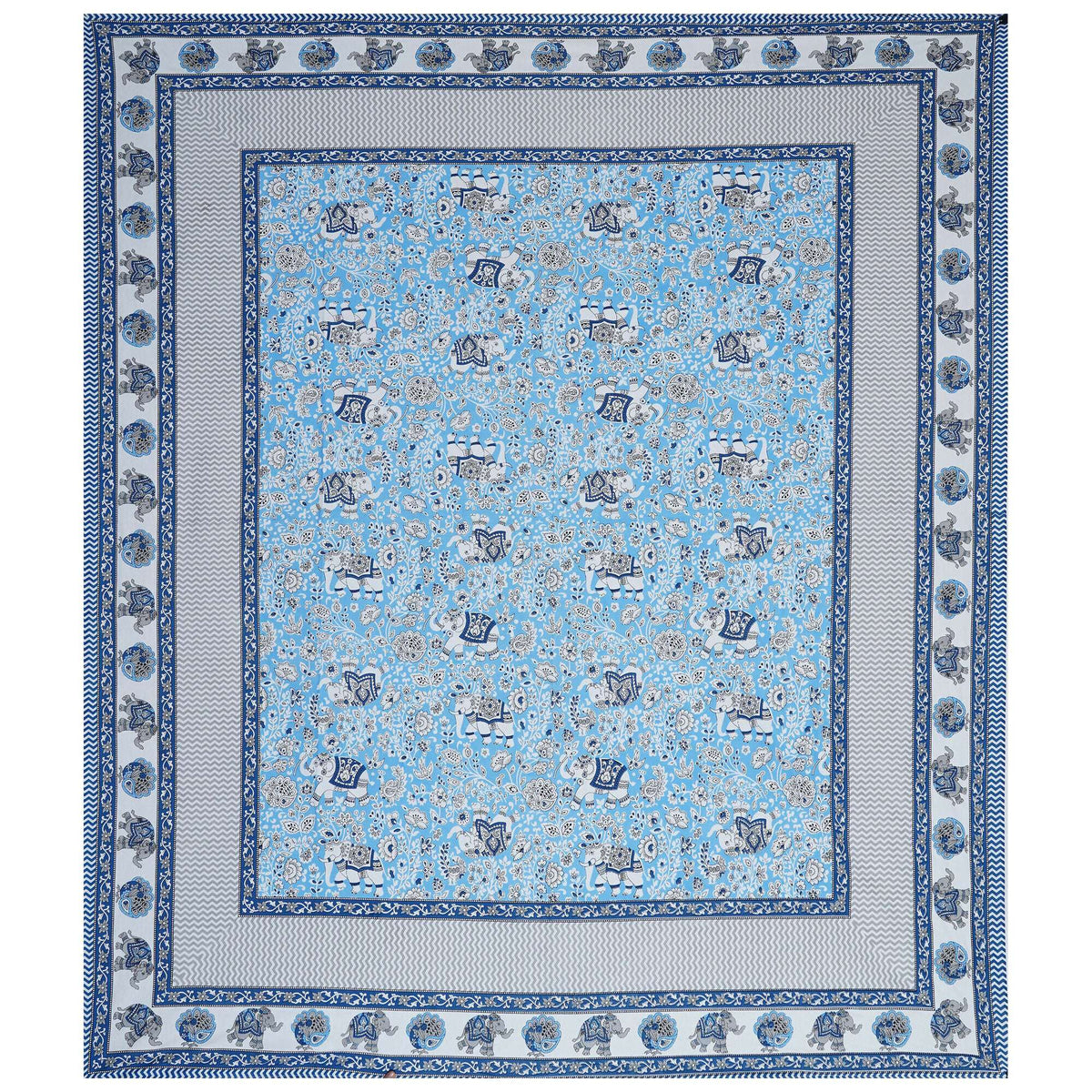 Rudra Bazaar Blue 210 TC Cotton Double King Bedsheet With 2 Pillow Covers