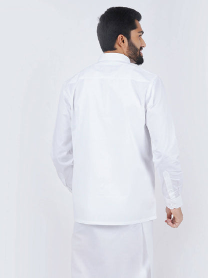 Ramraj Cotton Mens Full Sleeve Formal 100 % Cotton White Shirt