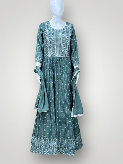Chiffon silk long gown