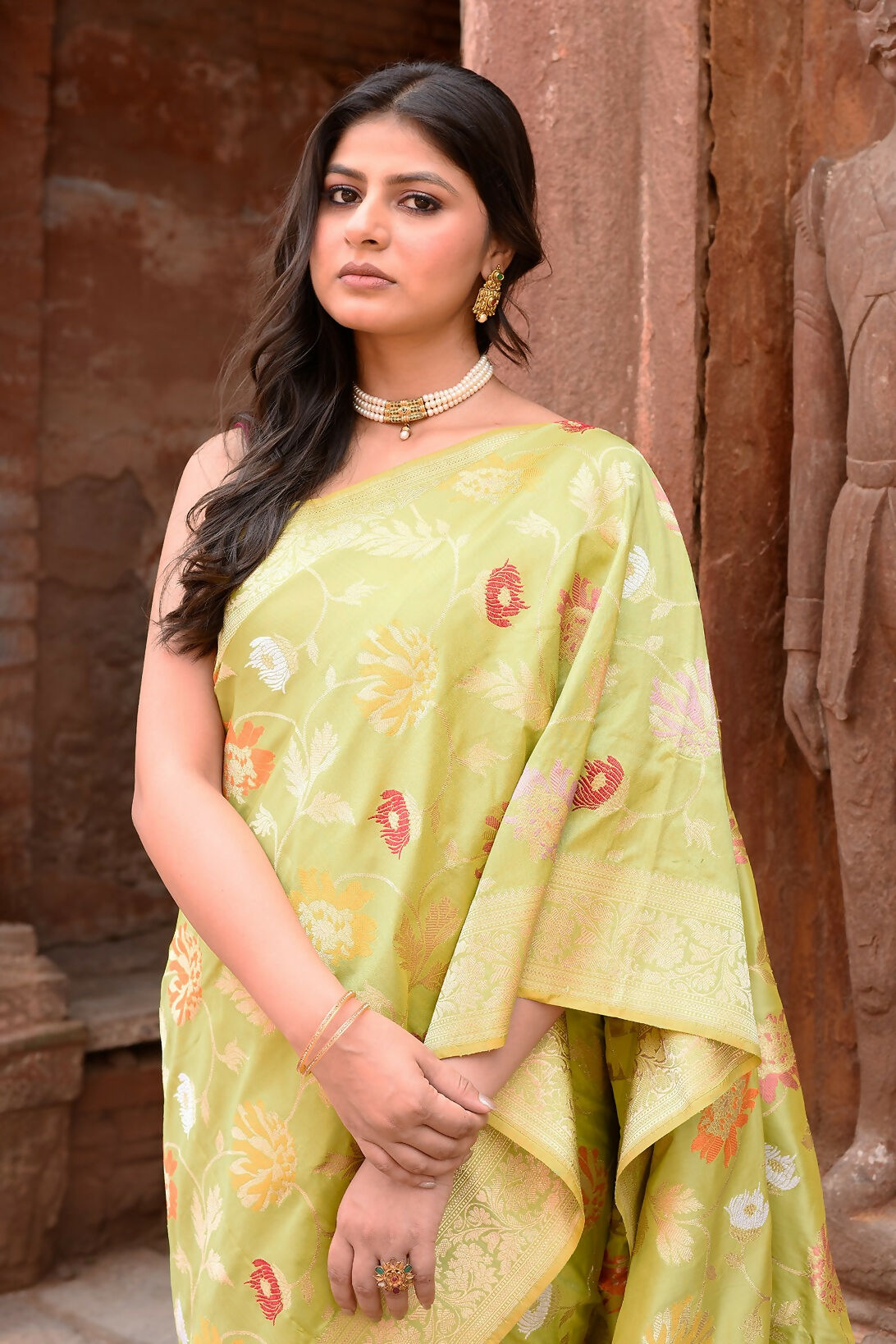 Joban Fashion Light Green Banarasi Katan Pure Handloom Banarasi Silk Saree