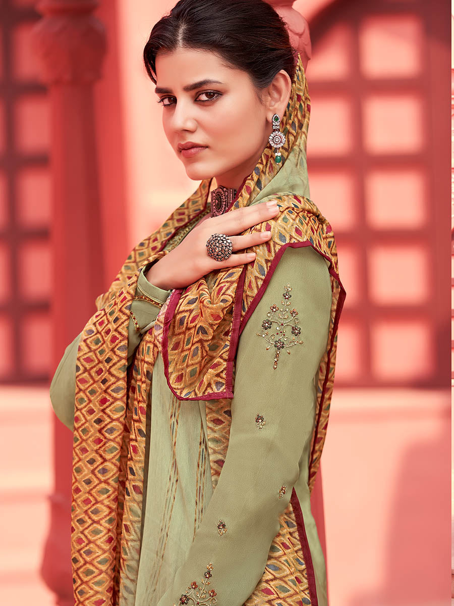 Myra Pista Digital Print French Crepe Palazzo Suit