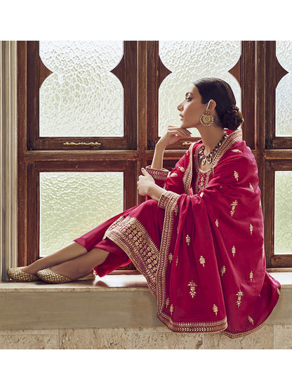 Myra Rani Premium Silk Embroidered Pant Style Suit