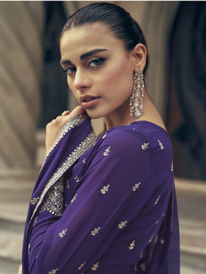 Myra Violet Real Georgette Gharara Style Embroidered Suit
