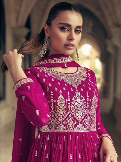 Myra Rani Real Georgette Gharara Style Embroidered Suit