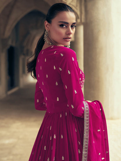 Myra Rani Real Georgette Gharara Style Embroidered Suit