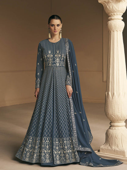 Myra Grey Georgette Embroidered Designer Suit