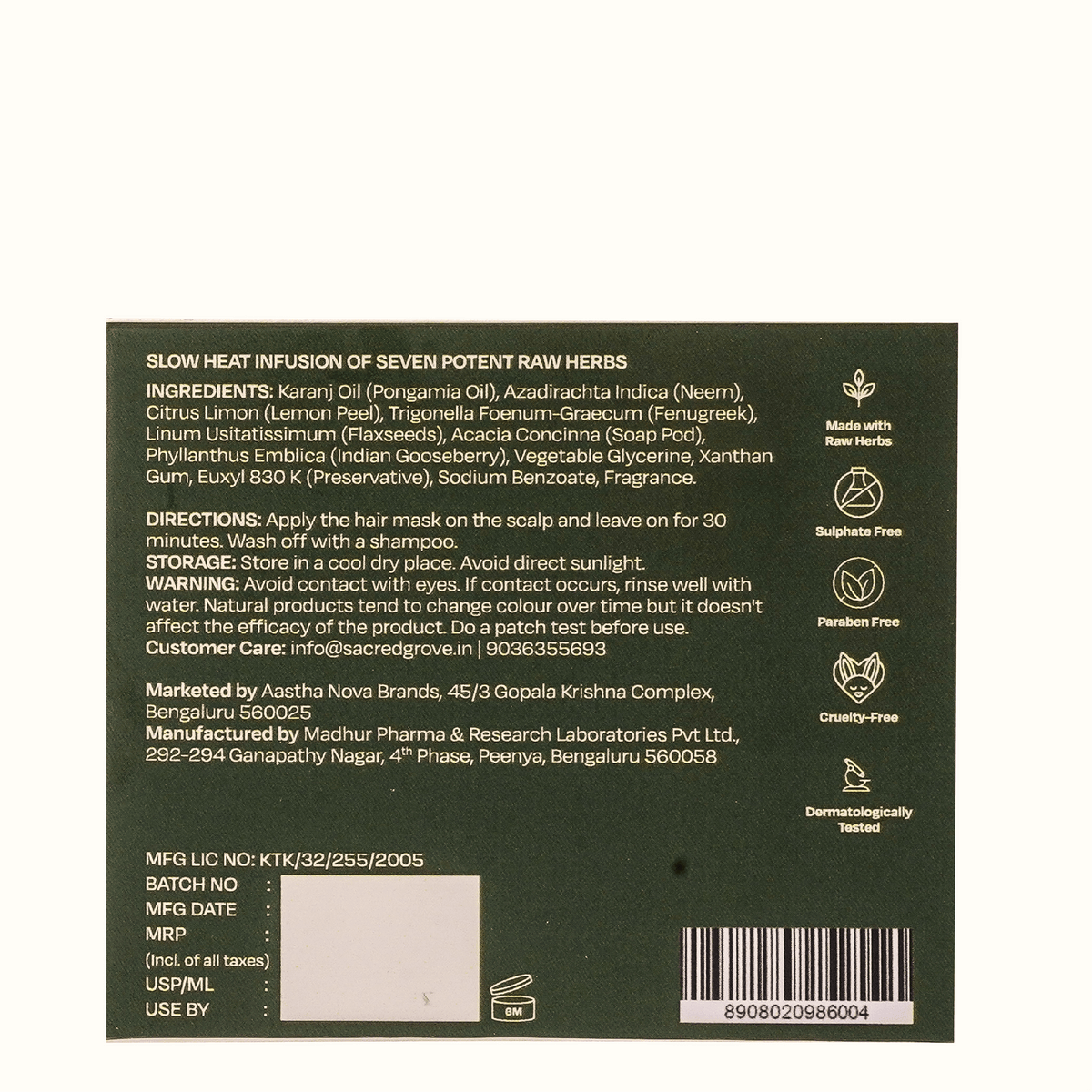 Sacred Grove Neem Leaves & Lemon Peel Anti-Dandruff Hair Mask