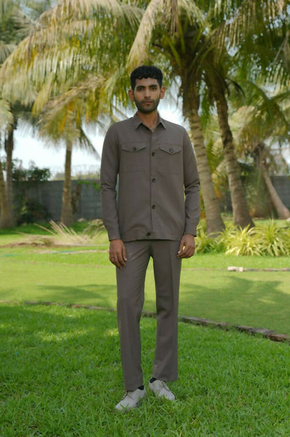 Azure Brown Shacket by Hilo Design