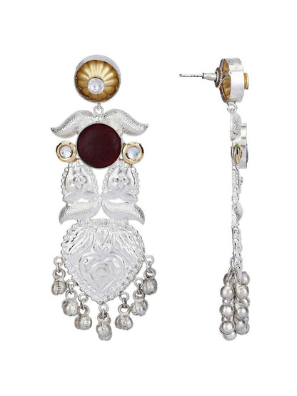 Joban Fashion Women Long Pattern Silver Tone Earrings