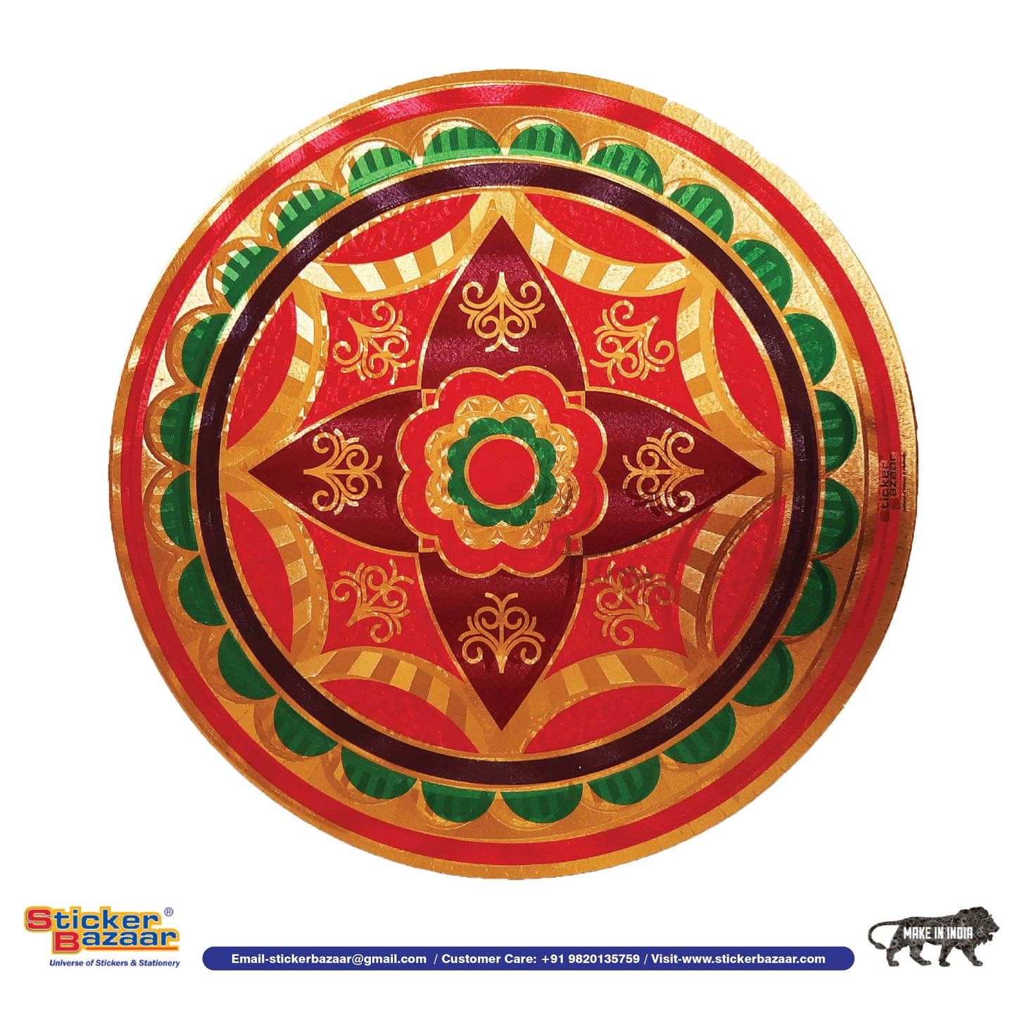 Stickerbazaar Micro Golden Embossing Rangoli Stickers
