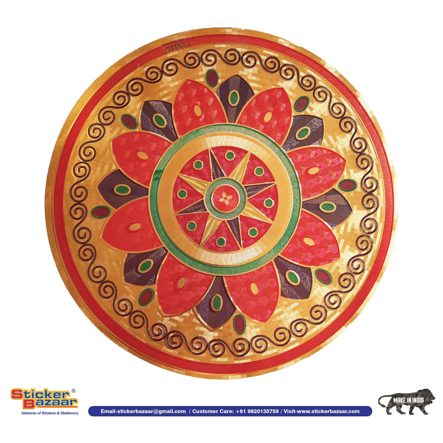 Stickerbazaar Micro Golden Embossing Rangoli Stickers