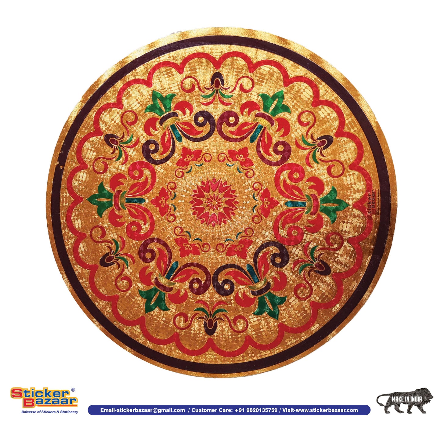 Stickerbazaar Micro Golden Embossing Rangoli Stickers