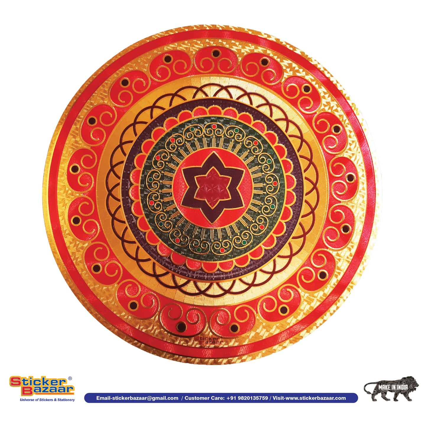 Stickerbazaar Micro Golden Embossing Rangoli Stickers