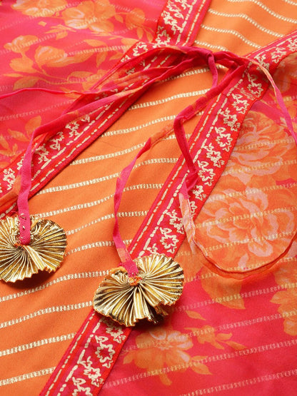 Ahalyaa Orange Striped Ethnic Maxi Dress