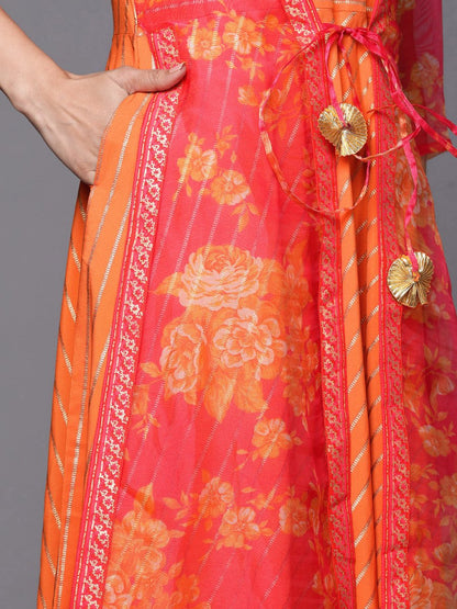 Ahalyaa Orange Striped Ethnic Maxi Dress
