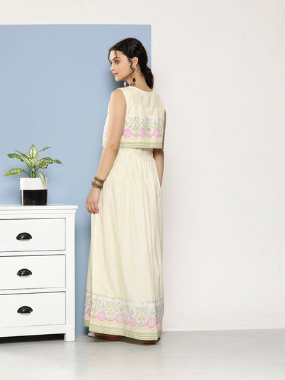 Ahalyaa Women Checked Maxi Ethnic Dress
