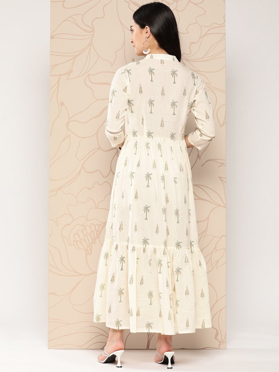 Ahalyaa Tropical Printed Gathered Empire Ethnic Dress