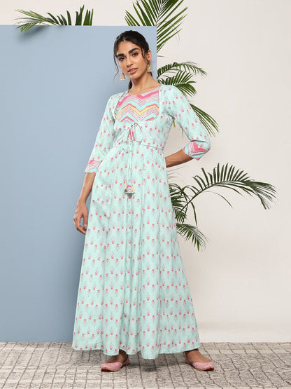 Ahalyaa Women Printed Tie-Ups Maxi Ethnic Dress