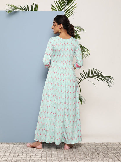 Ahalyaa Women Printed Tie-Ups Maxi Ethnic Dress
