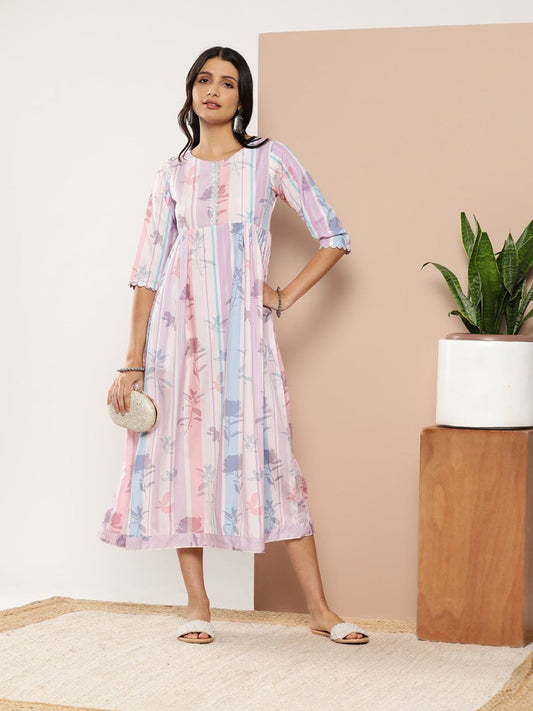Ahalyaa Women Floral Printed Maxi Ethnic Dress
