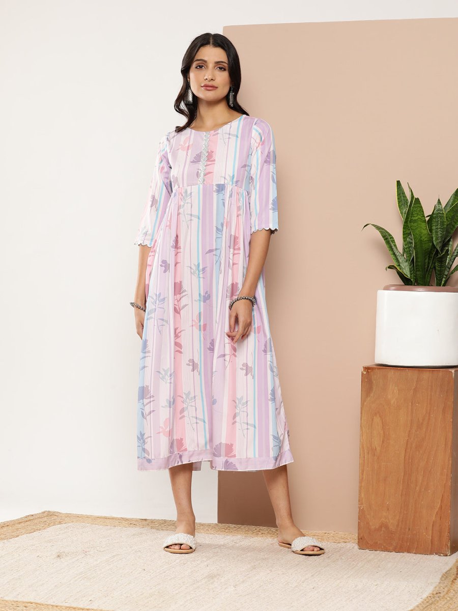 Ahalyaa Women Floral Printed Maxi Ethnic Dress