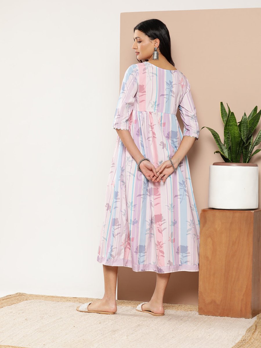 Ahalyaa Women Floral Printed Maxi Ethnic Dress