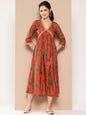 Ahalyaa Floral Print Crepe A-Line Midi Dress