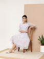 Ahalyaa Women Floral Printed Empire Midi Ethnic Dress