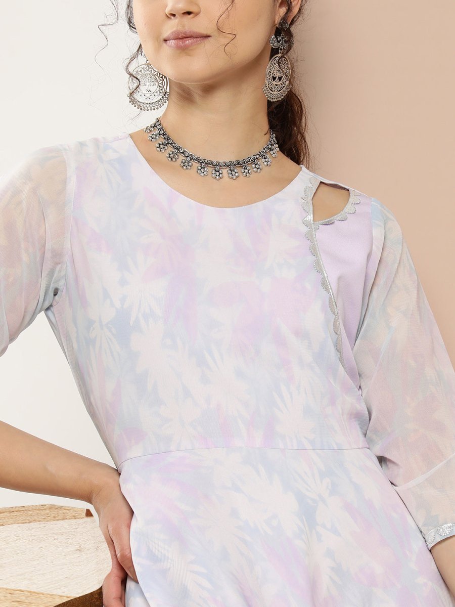 Ahalyaa Women Floral Printed Empire Midi Ethnic Dress