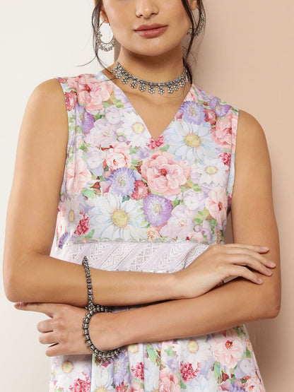 Ahalyaa Women Floral Printed Maxi Ethnic Dress