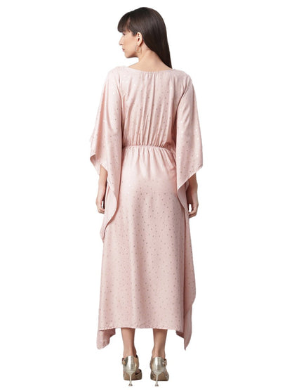 Ahalyaa Women Peach-Colored Printed Flared Sleeves Beautiful Kaftan Kurta