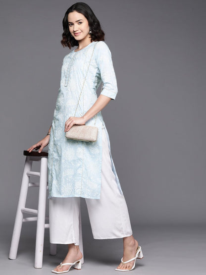 Ahalyaa Floral Block Print Pure Cotton Kurta