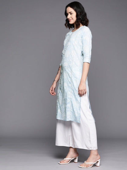 Ahalyaa Floral Block Print Pure Cotton Kurta