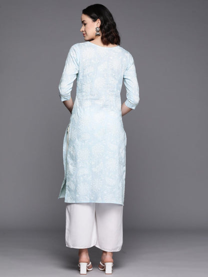 Ahalyaa Floral Block Print Pure Cotton Kurta