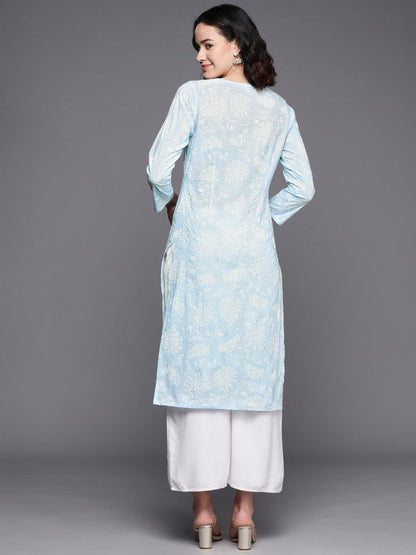Ahalyaa Floral Printed Zari Pure Cotton Kurta