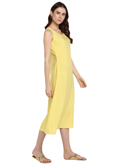Ahalyaa Women Yellow Solid A-Line Dress