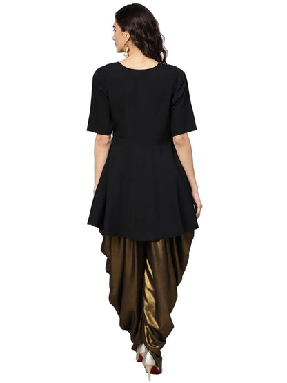 Ahalyaa Black A-line Crepe Kurta Set