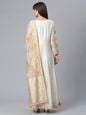Ahalyaa Cream-Coloured & Golden Printed Anarkali Kurta with Dupatta