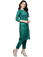 Indian Clothing Ahalyaa Green Solid Kurta with Trousers & Dupatta