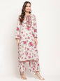 Ahalyaa Floral Printed Round Neck Floral Crepe Straight Kurta