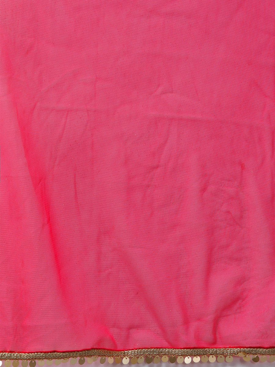 Ahalyaa Pink & Golden Foil Print Kurti with Sharara & Dupatta
