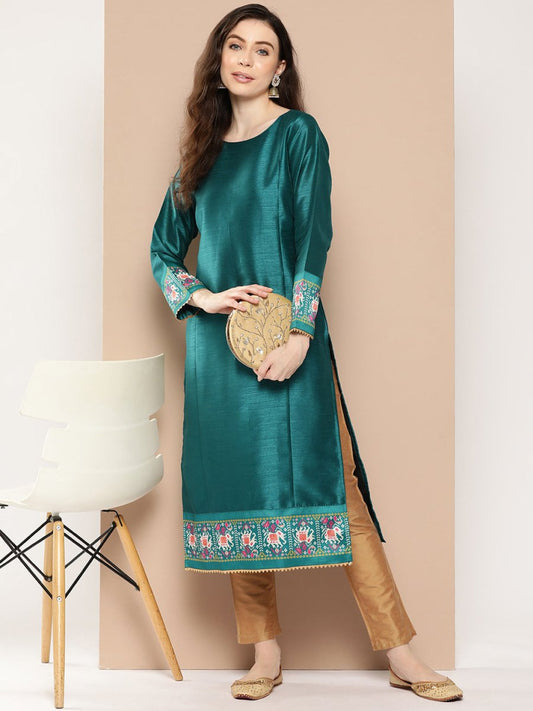Ahalyaa Women Ethnic Motifs Embroidered Gotta Patti Kurta