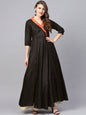 Ahalyaa Black Plain A-Line Kurta