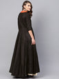 Ahalyaa Black Plain A-Line Kurta
